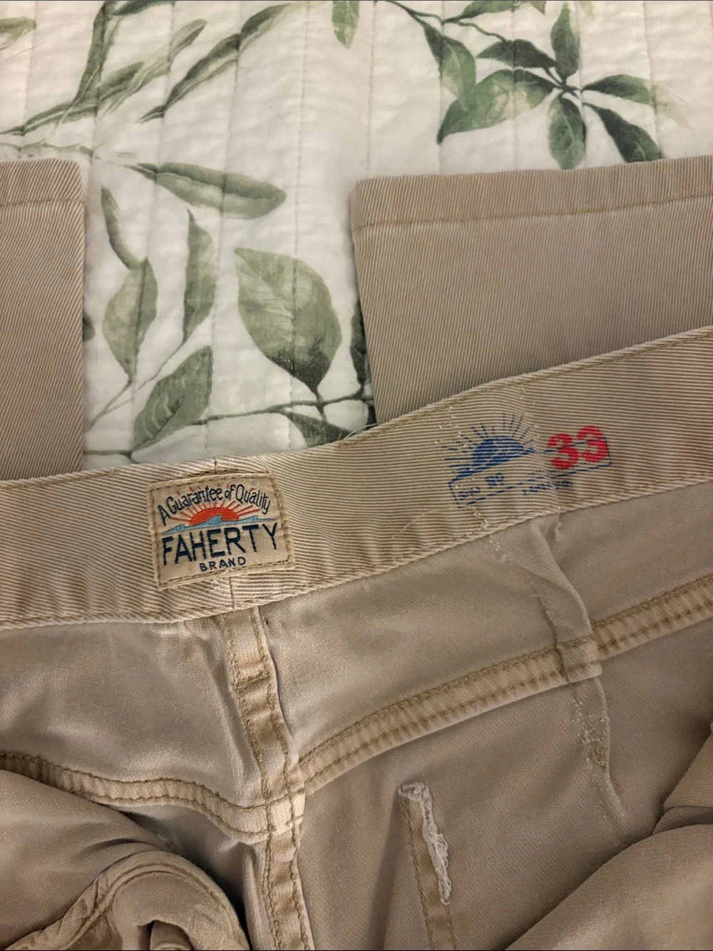 Faherty Men's Straight-Leg Pants in Light Khaki